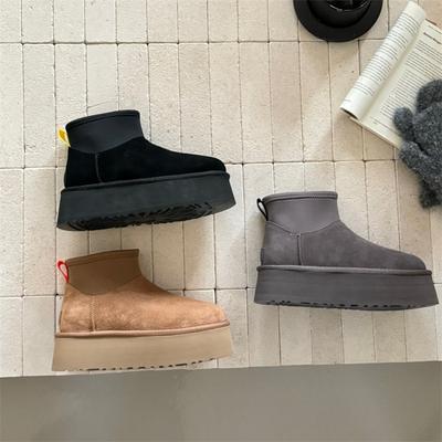 Snow Boots Thick-soled Winter New Deep Low Tube Elastic Boots Wool Heightening Warm Cotton Shoes Women's Shoes