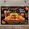 A Colorful Hamburger and French Fries Themed Party Backdrop, Perfect for Taking Photos. Made of Polyester.