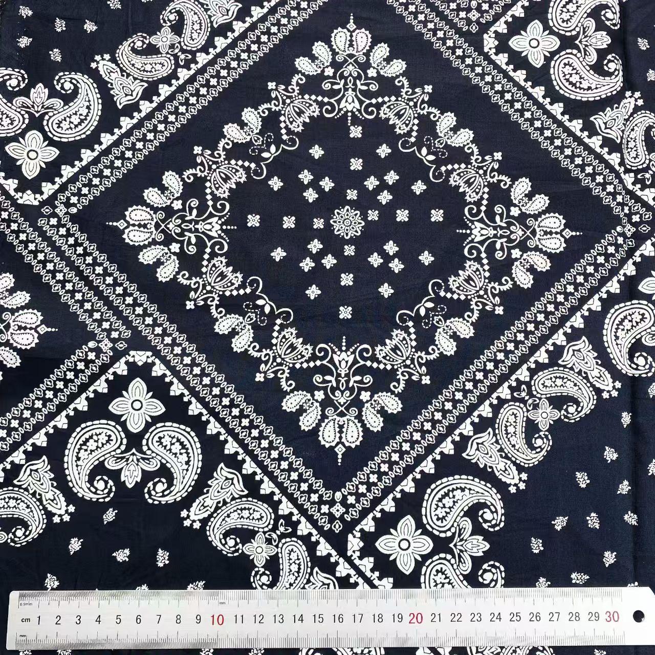 40s Cotton Poplin Printed Fabric - Vintage Ethnic Paisley for Square or Head Scarves