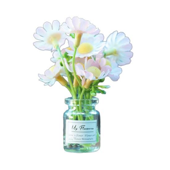 Mini Flower Vase Car Dashboard Decor Cute Center Console Accessory with Adhesive Realistic Micro-Landscape for Home Office Desk