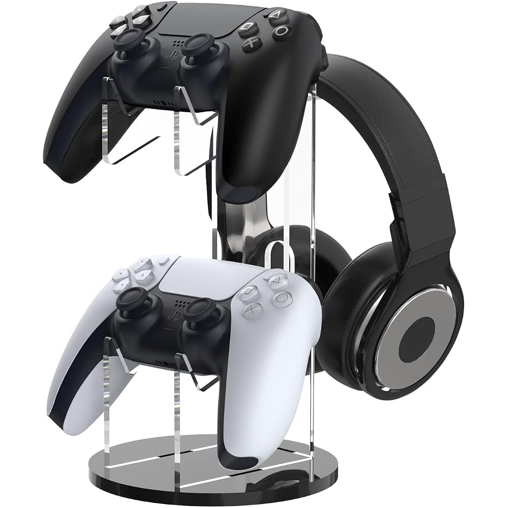 Moko PS5/PS4 Controller/Headphone Storage Rack Acrylic Headphone Holder Game Controller Stand Tab...