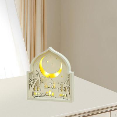 Eid Mubarak Decoration Wooden Ramadan Ornament Moon and Stars Festival Celebration Holiday Friend