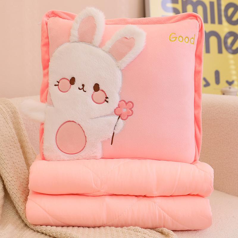 Office Pillow Quilt Cute Dinosaur Rabbit Dual-Purpose Nap Pillow Small Quilt Foldable Car Air Conditioner Quilt Cushion