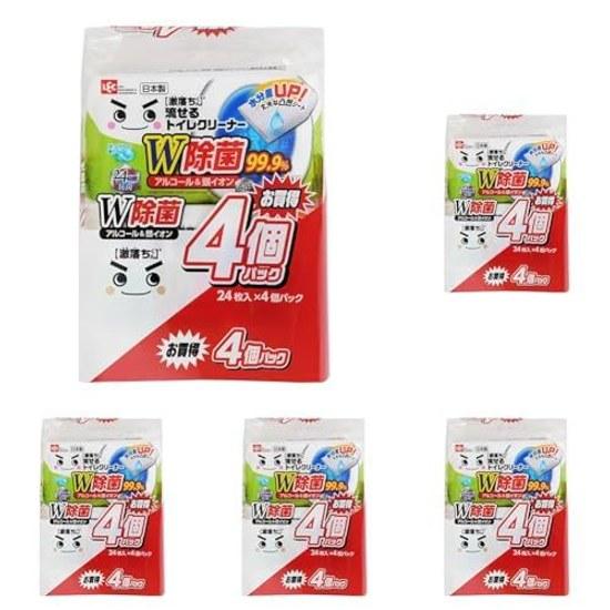 Gekiochi-kun Flushable Toilet Cleaner 99.9 Disinfection (24 Sheets 4 Packs) Alcohol Silver Ion Double ( 5)