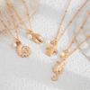 Ocean Wind Metal Conch Shell Collarbone Necklace, Imitation Pearl Seahorse Turtle Stacked Necklace