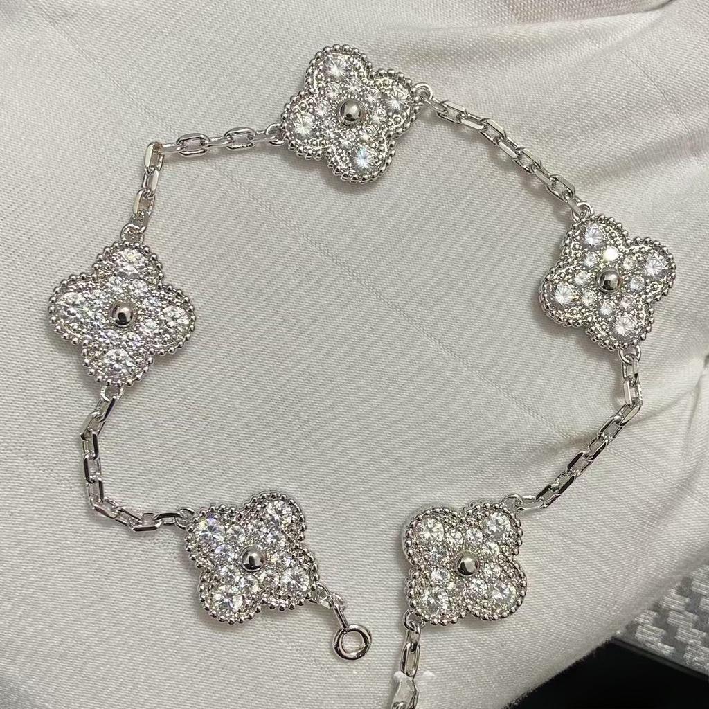 Nouă Versiune Brățară Trifoi cu Patru Foi Cinci Flori Agat Roșu Natural Sidef Alb Brățară Dama Brățară Laser