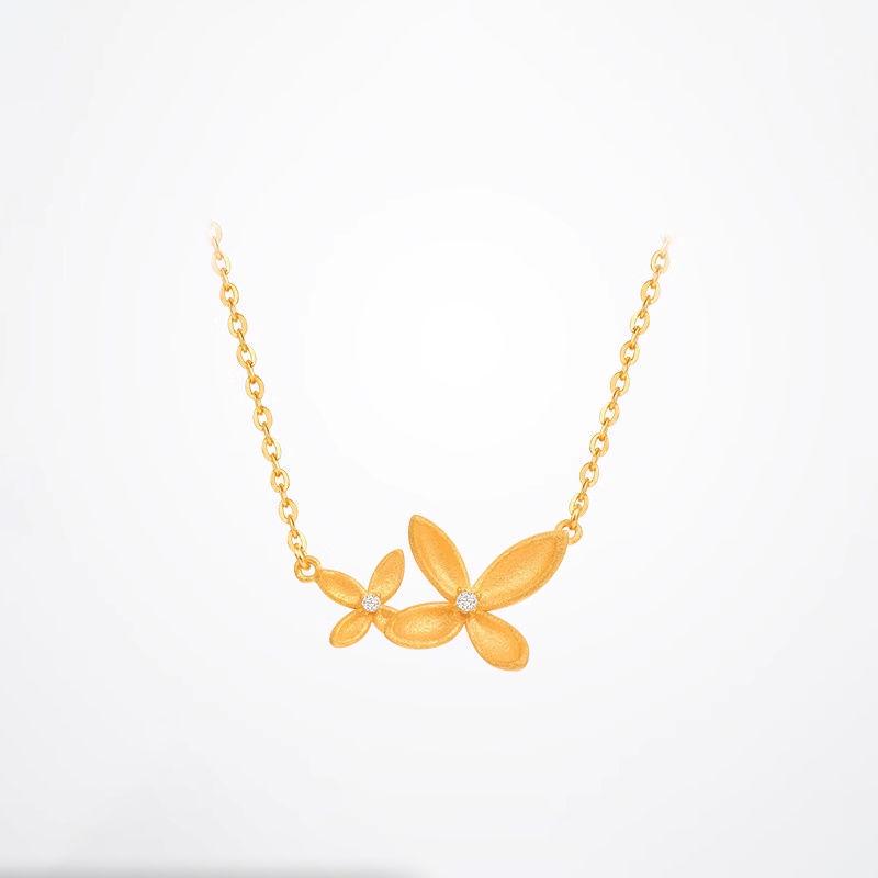 Золотое ожерелье с цветком османтуса - Изысканная женская роскошная ключичная цепочка