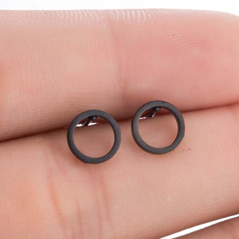 Mode Edelstahl Geometrische Ohrringe Schwarz Kleine Stern Mond Rund Dreieck Ohrstecker für Frauen Männer Hip Hop Ohr Zirkon 2022