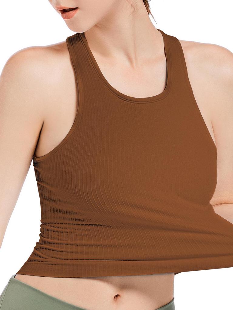 Lulu Women's Racerback Sports Tank Top with Chest Pads - Outdoor Summer Yoga Wear