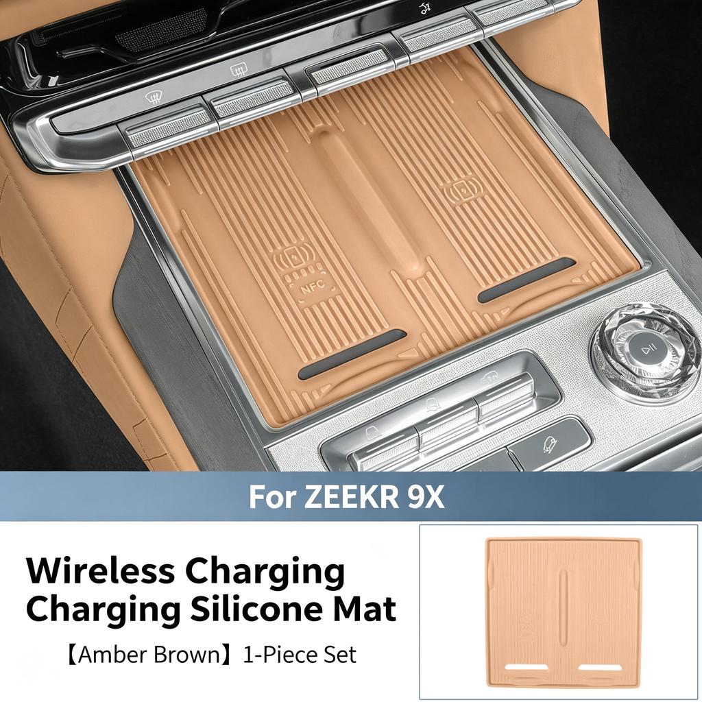 PER ZEEKR 9X Base di Ricarica Wireless, Pannello di Controllo Centrale, Tappetino per Pavimento, Tappetino Antiscivolo Interno, Accessori con Tappetino Protettivo in Silicone