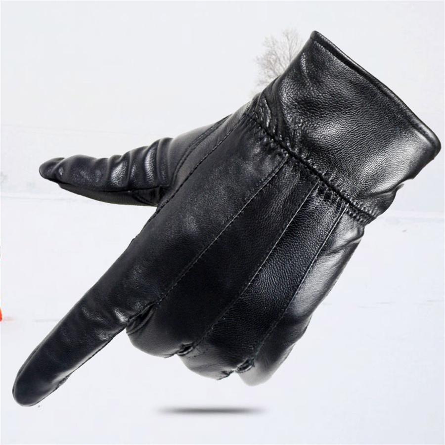 Men's Winter Leather Gloves, Warm Touchscreen Lined Gloves for Business & Outdoor
