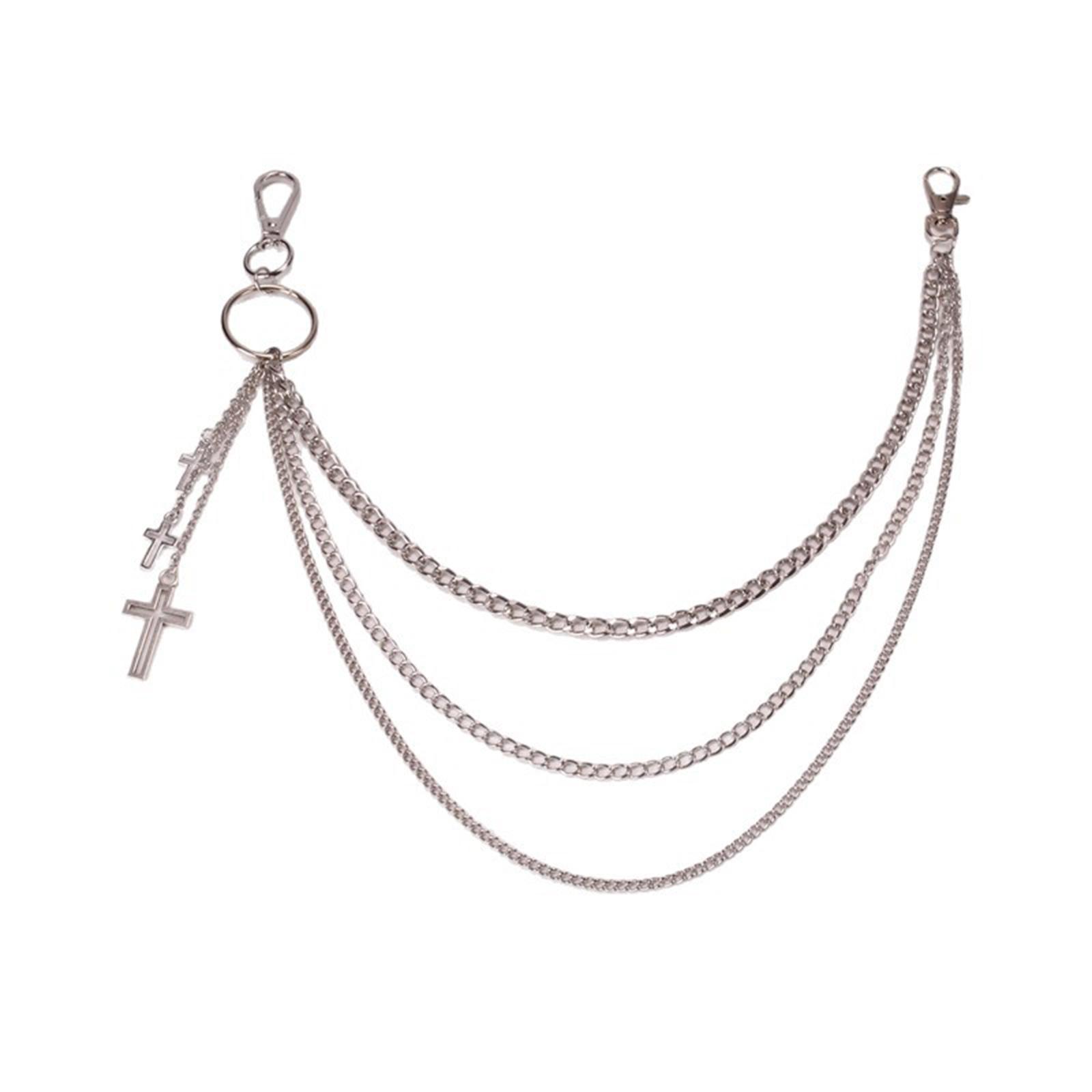 

Vintage Style Metal Waist Chain for Women Multi-layered Chain Design with Cross Pendants Adjustable Length Waist Accessory for Fashion Outfits One Size серебряный