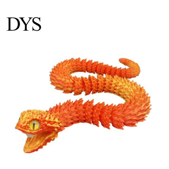 Imaginative Play Animals 3D Printed Snake Articulated Toy, Flexible Jointed Serpent Figurine, Realistic Animal Figurines Fidget Stress Reliever