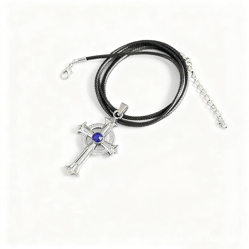 Европейско-американский ретро кулон-крест из крокодиловой кожи со стразами – Хип-хоп длинное ожерелье и цепочка для свитера