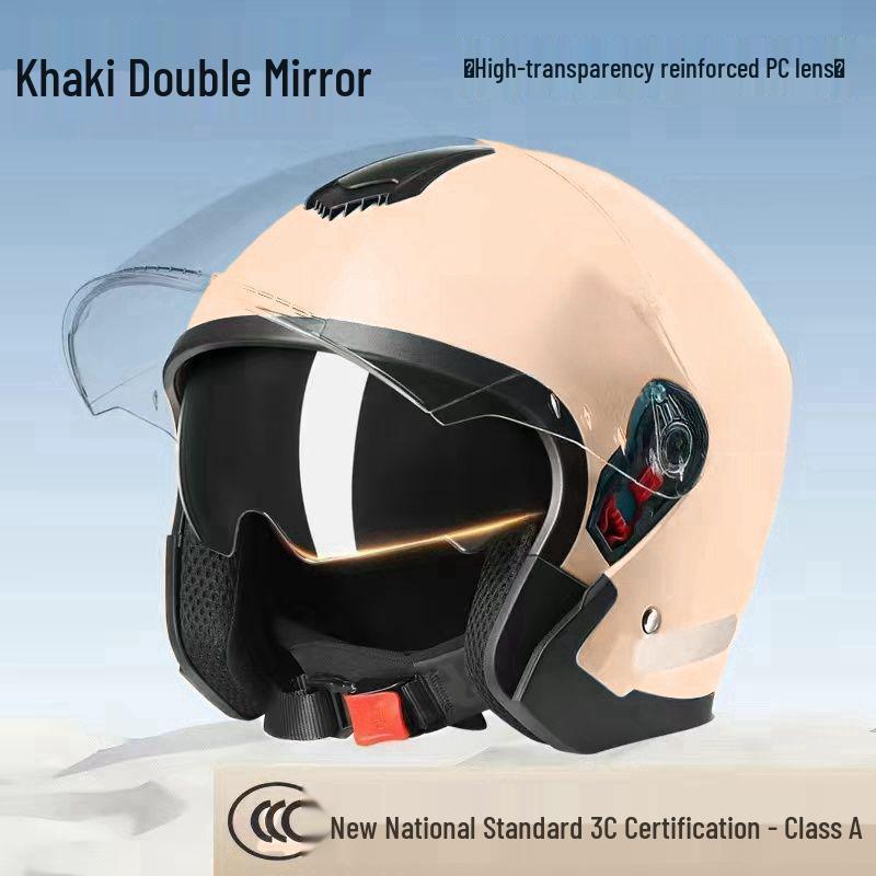 National 3C Certified Winter Double Visor Helmet, Unisex All-Season Electric Vehicle Safety Helmet.