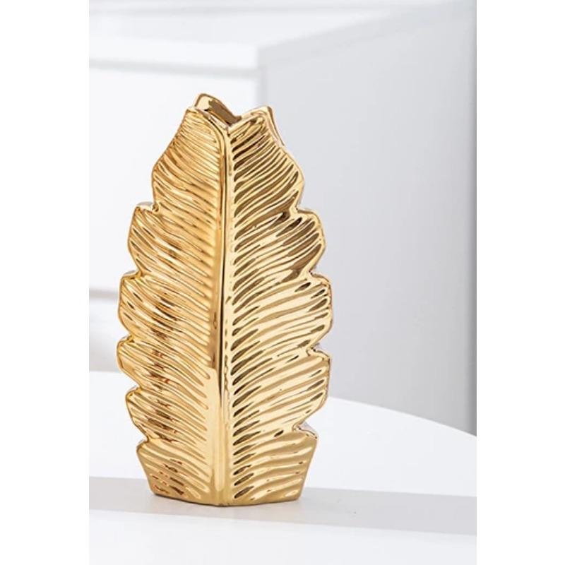 

Керамическая ваза Nordic Black Gold с гальваническим покрытием из листьев, современный минималистский стиль, украшение для гостиной, телевизора, тумбы