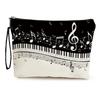 Piano Note Print Portable Zipper Makeup Bag for Coins, Stationery, and Toiletries