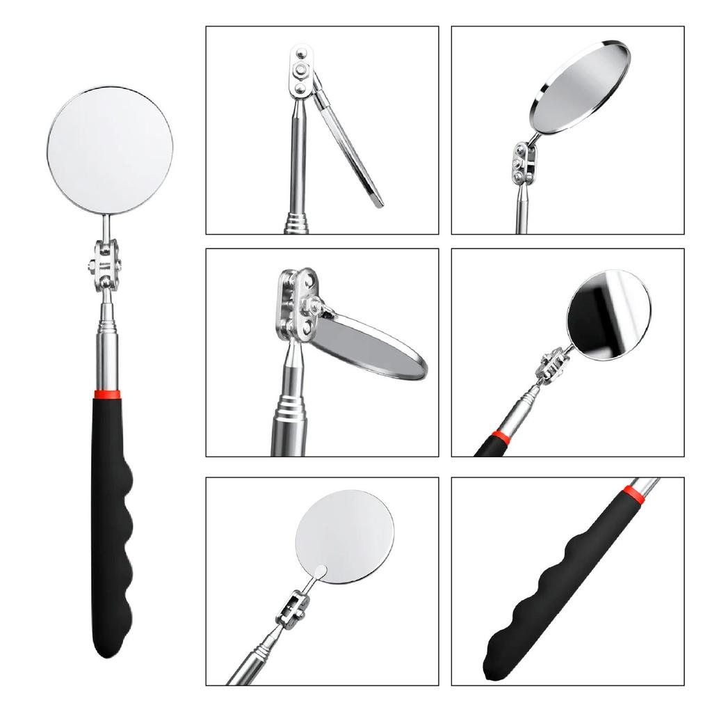 Portable Retractable Metal Inspection Mirror with Pen Clip - Ideal for Car Chassis and Auto Repair Tools