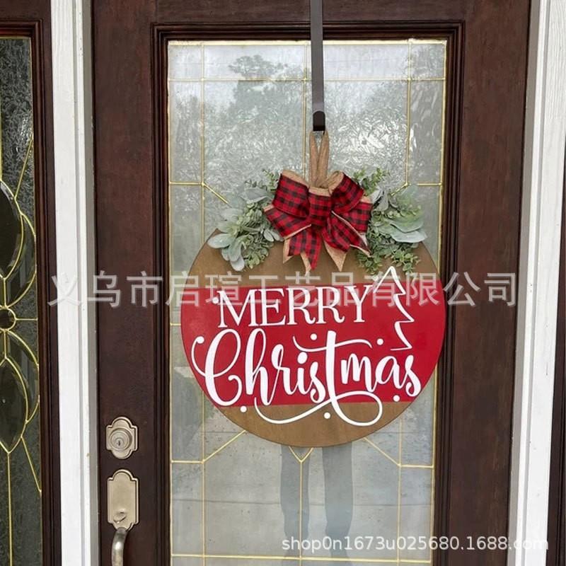 Wooden Christmas Door Hanger Decor Front Porch Entryway Wall Hanging Ornament Holiday Home Dcor