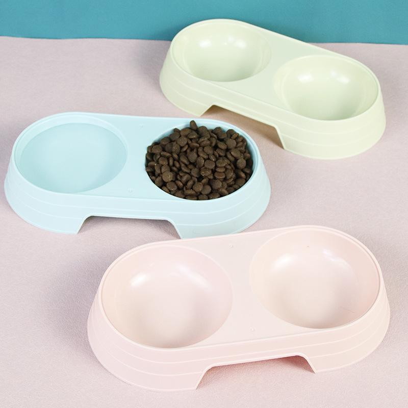Minimalist Anti-Tip Macaron Color Double Pet Bowl for Cats