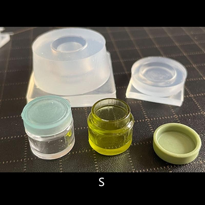 3D Jar Mold Set with Lid Cover Small Cylinder Bottle Silicone Mold for Jewelry Making Supplies Resin Casting Tool