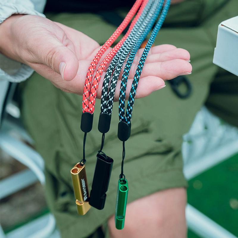 Aluminum Alloy High Decibel Whistle Keychain Double Pipe With Rope Camping Hiking Whistle 5 Colors Outdoors Portable Tools
