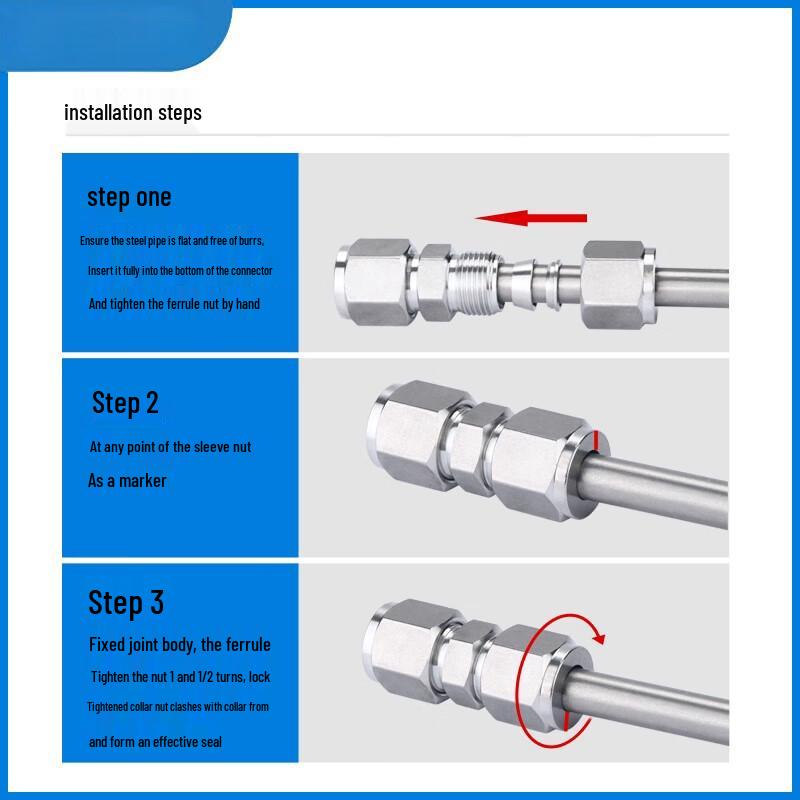 304 Stainless Steel Straight Ferrule Tube Connector