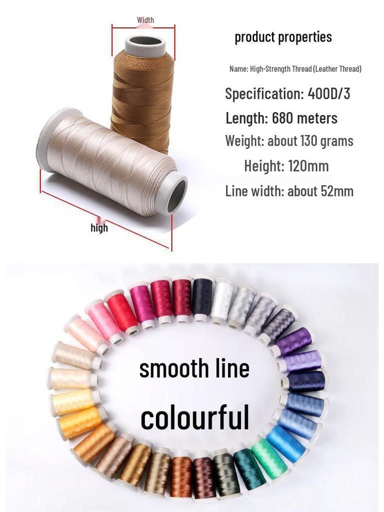 High-Strength 400D3 Polyester Nylon Thread for Shoe Repair, Leather, Clothing, Sofa Sewing