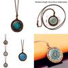 Elegant Glass Pendant Necklace With Geometric Design Vintage Brown Wax Rope Jewelry For Women And Men