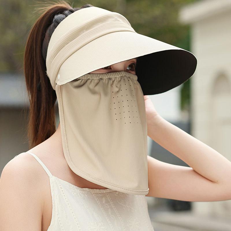 Summer Open-Top Baseball Cap Face-Shielding Hats Women Outdoor, Dustproof Cap Cycling Hat