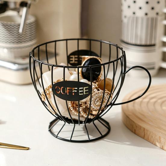 Storage Rack Durable Iron Coffee Capsule Storage Rack Hollow Design Space-Saving Strong Capacity Organizer for Home Kitchen
