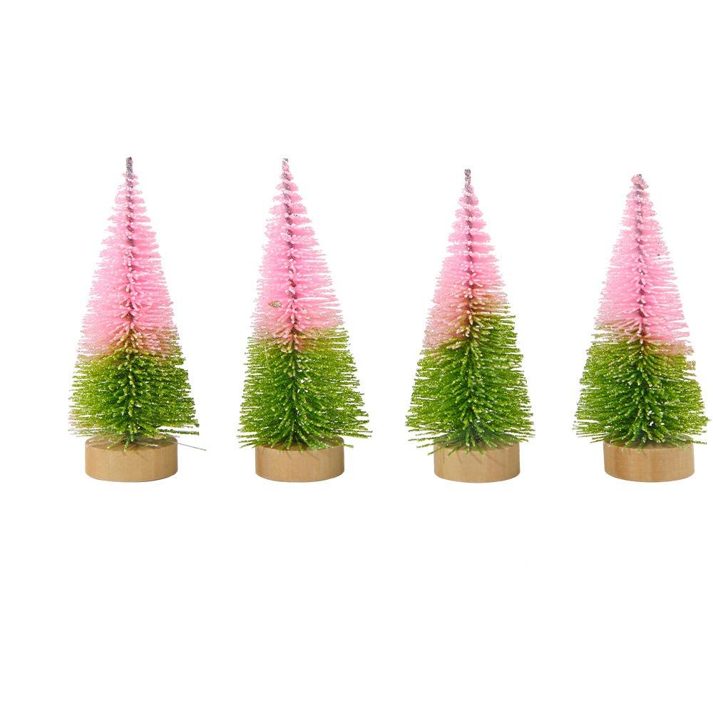 4pcs Plastic Mini Christmas Tree Gradient Artificial Xmas Pine Tree  Party Favors