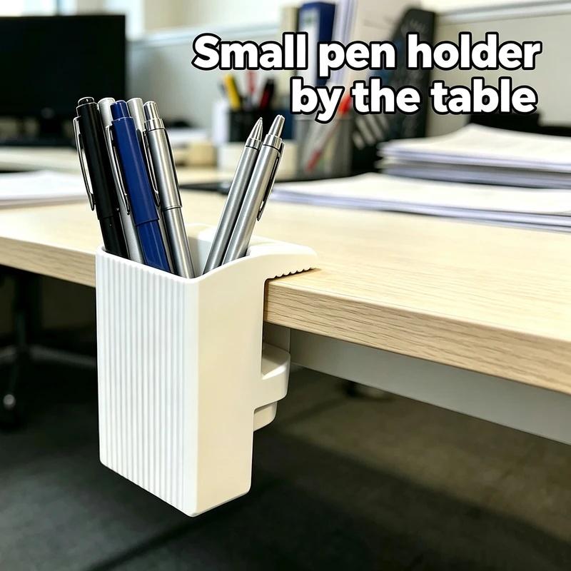 3D‑Printed Clip‑on Desk Side Pen Holder, No‑Drill Hanging Storage Box, Office Stationery & Sundries Organizer Rack