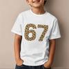 6 7 Six Seven Leopard Creative Print Tshirt Soft Breathable for Daily Outdoor Casual Wear Funny Gift Cotton Tee Girl Clothing