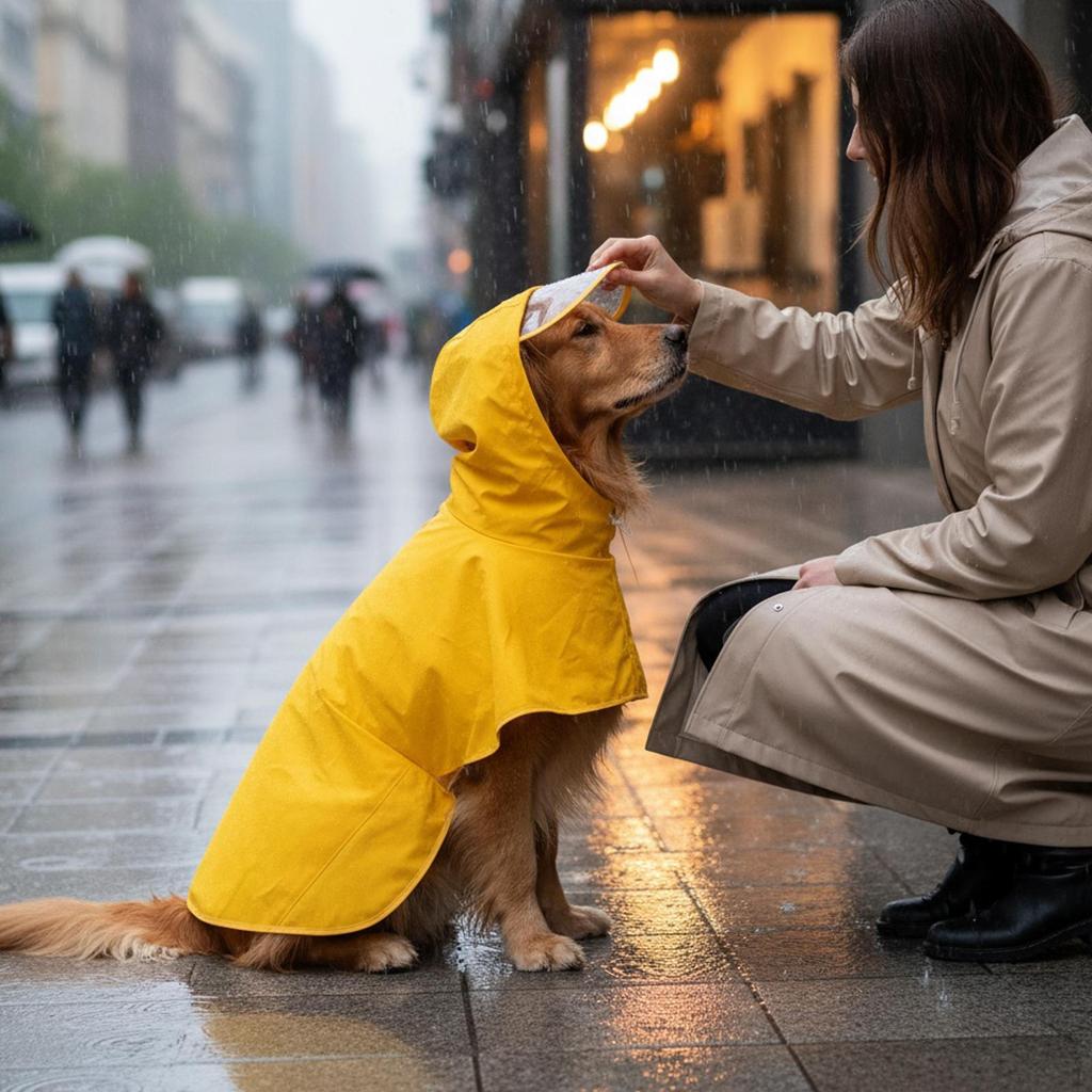 Dog Poncho Hooded Raincoat, Breathable Convenient Rain Jacket, Pet Cape for Medium Dogs