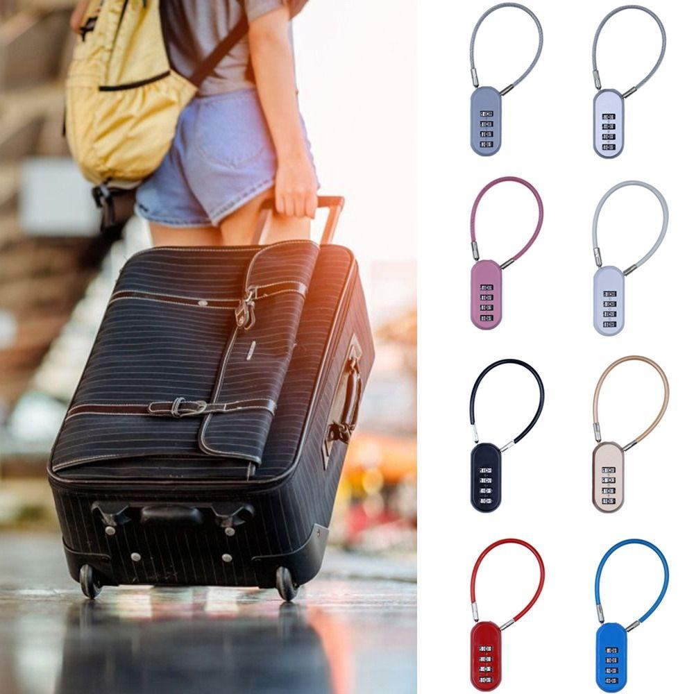 Zinc alloy 4 Digit Password Lock Anti-theft Padlock Dormitory Cabinet Lock Wire Rope Security Coded Lock for Home&Travel