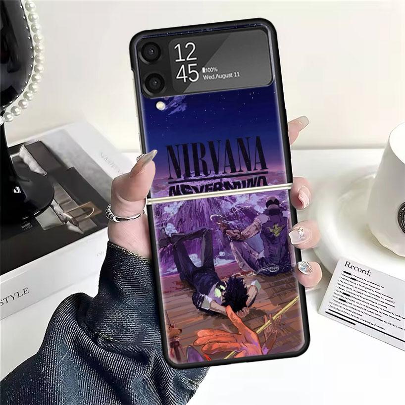 Retro Singer Kurt Cobain Cases For Samsung Galaxy Z Flip 4 5 6 7 3 Z Flip7 Flip6 Flip4 Flip5 Flip3 5G Hard Shockproof Fundas Cov