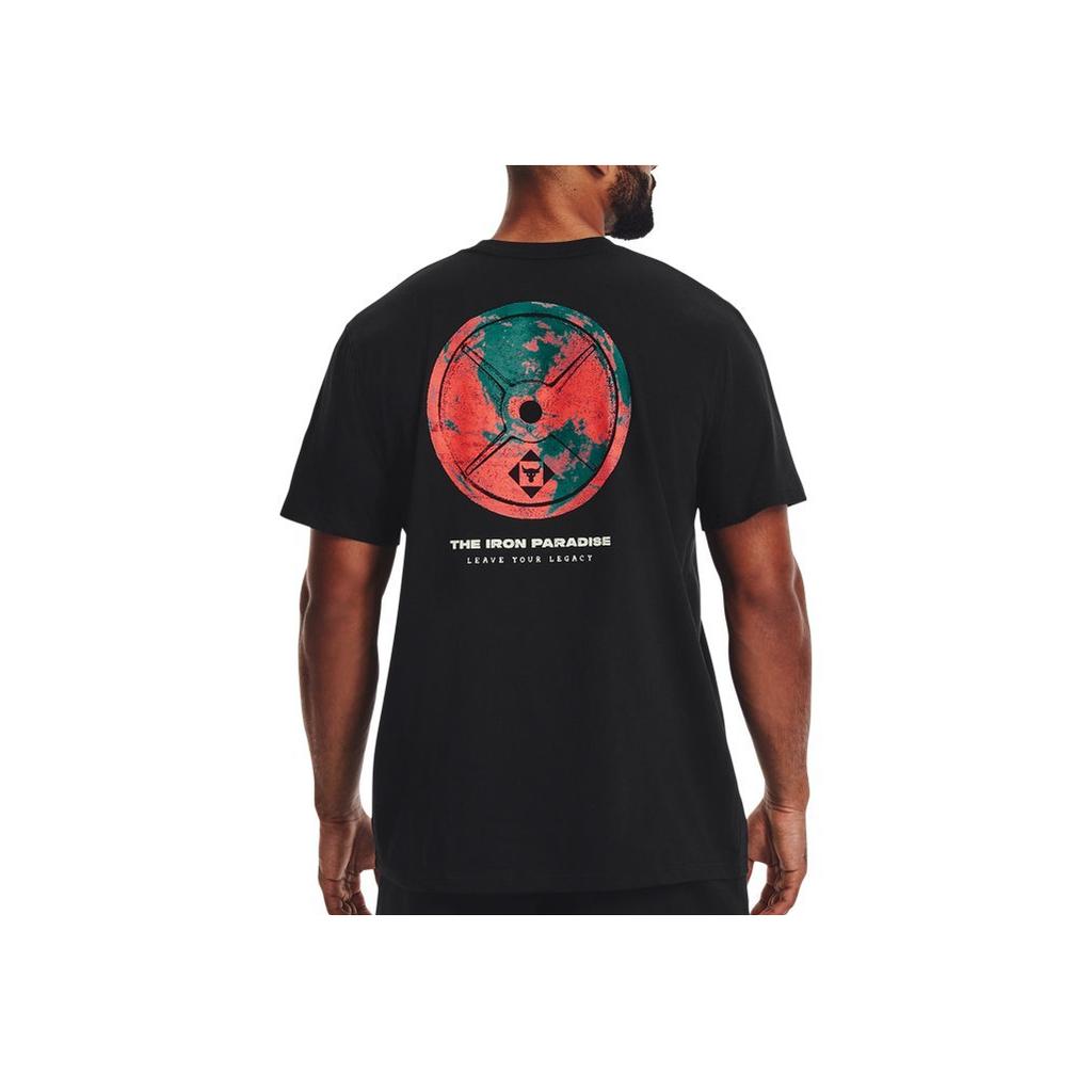 Under Armour Project Rock Graphic Print Loose Training Short Sleeve T-Shirt Men Tops Black 1376898-001