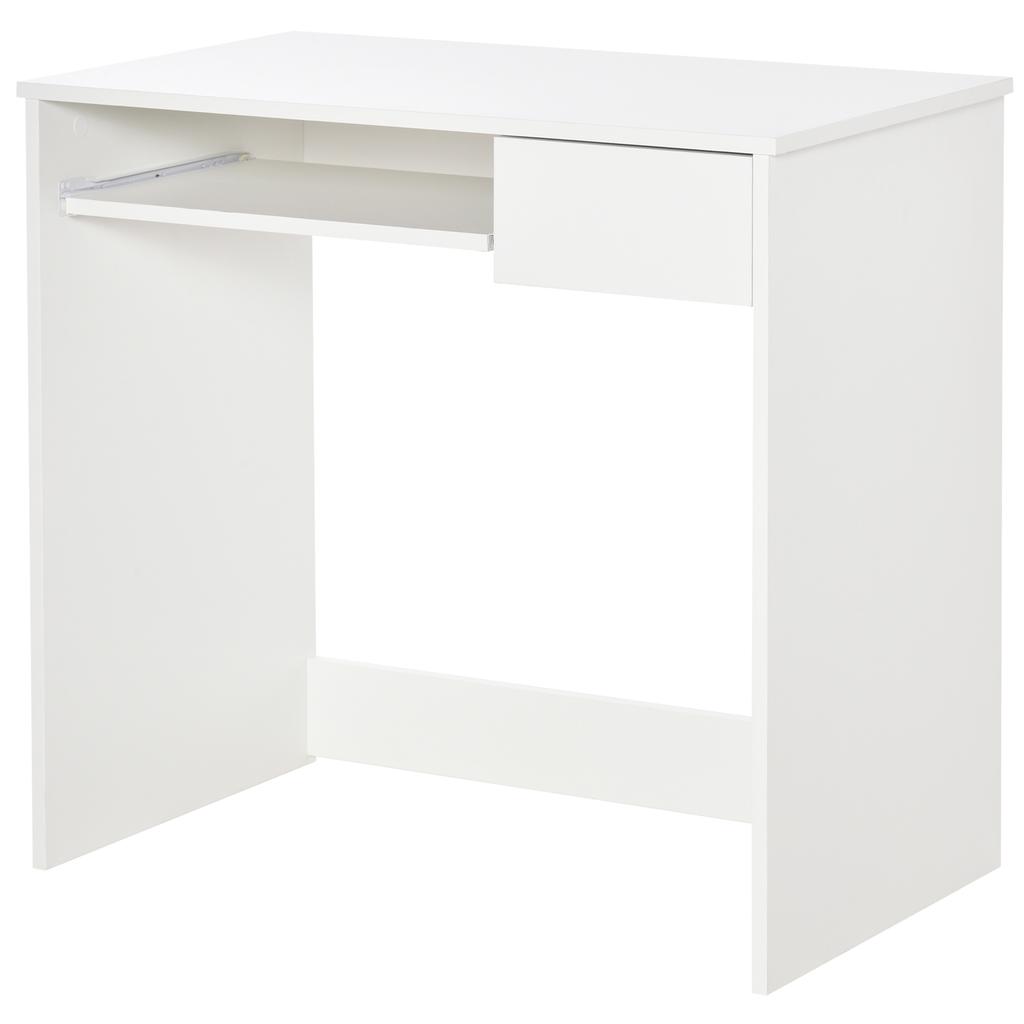 Office Desk, 80x45x75 cm Space-Saving Desk with Keyboard Tray, Document Drawer, White