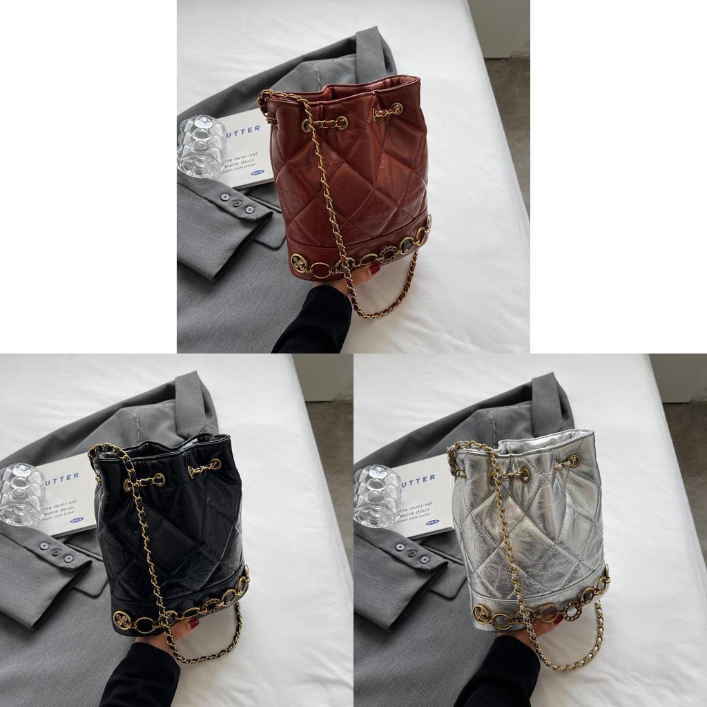 Stylish 2023 New Autumn Winter Small Fragrance Chain Bucket Bag For Women