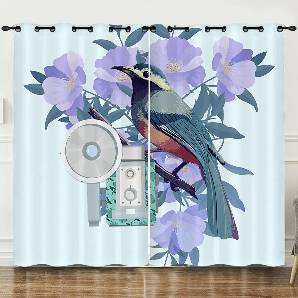 Curtain Cartoon Animal Bear Deer Love Kitten 3D Digital Printing Blackout Curtain Punching