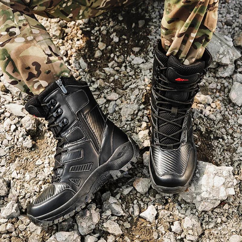 Fashion Winter Men's Boots Outdoor Anti-Slip Men High Help Hiking Boots Autumn Comfortable Men Work Safety Shoes Motocycle Boots Size 47