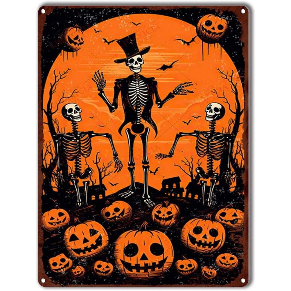 Happy Halloween Plaque Metal Tin Signs Wall Decoration Vintage Art Posters Iron Painting for Man Cave Home Cafe Garden Club Bar