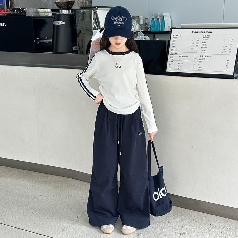 Autumn Casual Girls' Korean-Style T-shirt & Sweatpants Set