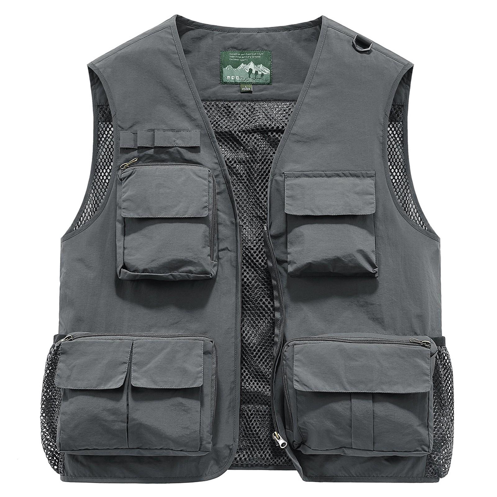 

Чоловічий жилет Робочий одяг Жилет з багатьма кишенями Верхній одяг для активного відпочинку Спорт на відкритому повітрі Жилет M