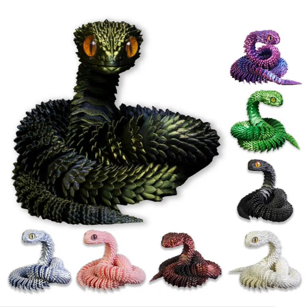 Snake Sculpture Articulated Snake Decor Articulated Snake Figurine with Movable Joints 3d Printed Model for Home for Bookshelf