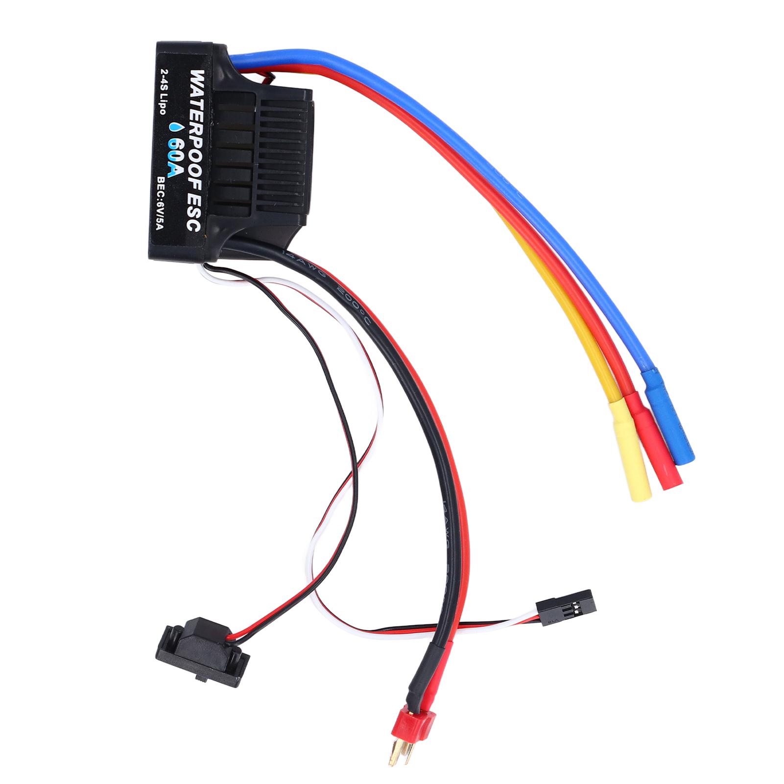 

RC Car ESC 60A Waterproof Brushless Remote Control Car Electronic Speed Controller Replacement