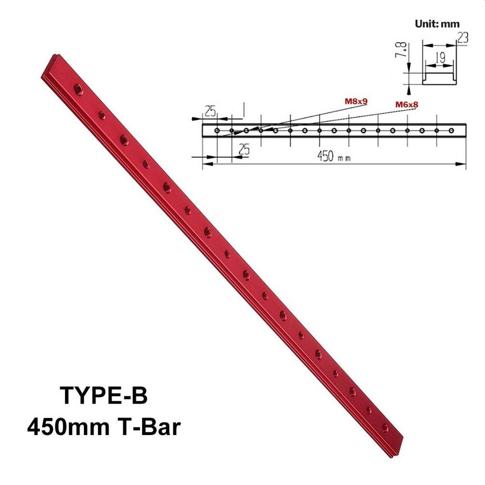 Red Aluminum Alloy T Track/T Bar Slider Miter Jig Tool 100 450mm Length