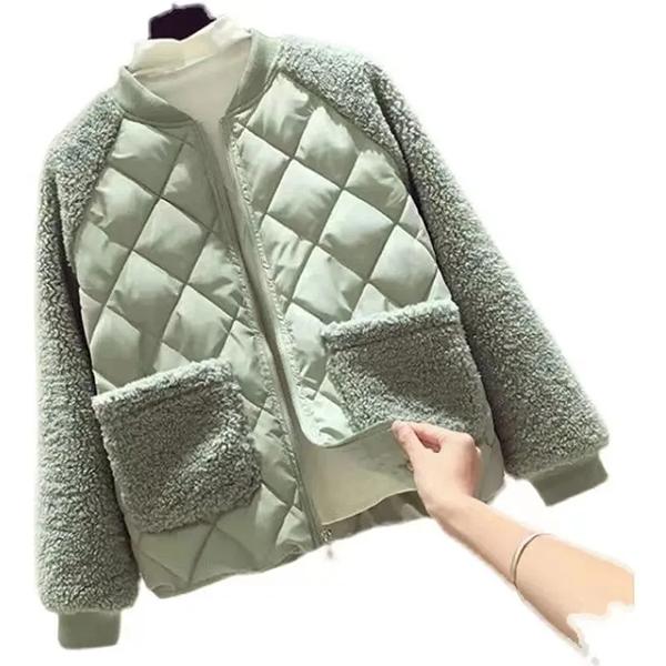 

Женские короткие куртки с хлопковой подкладкой, большие размеры, свободные зимние куртки из овечьей шерсти, женские однотонные повседневные хлопковые теплые пальто M