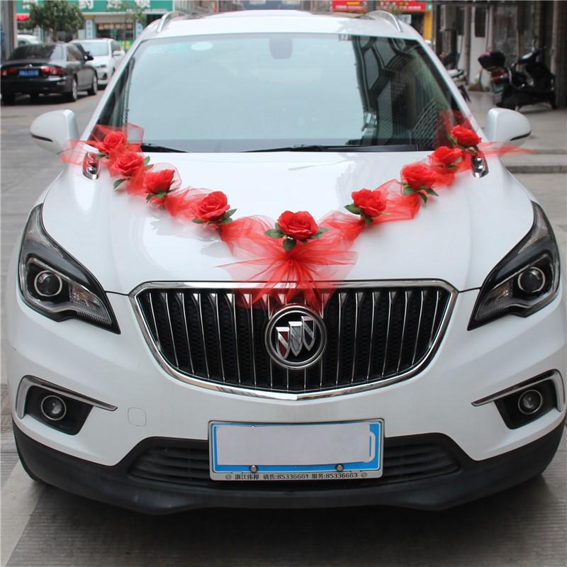 Svatební auto Květinová dekorace na kapotu - Kreativní Doprovodné Svatební Auto Kompletní Sada